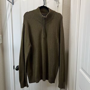 Eddie Bauer Quarter 1/4 Zip Green Brown Pullover Thick Heavy Sweater Gorpcore XL